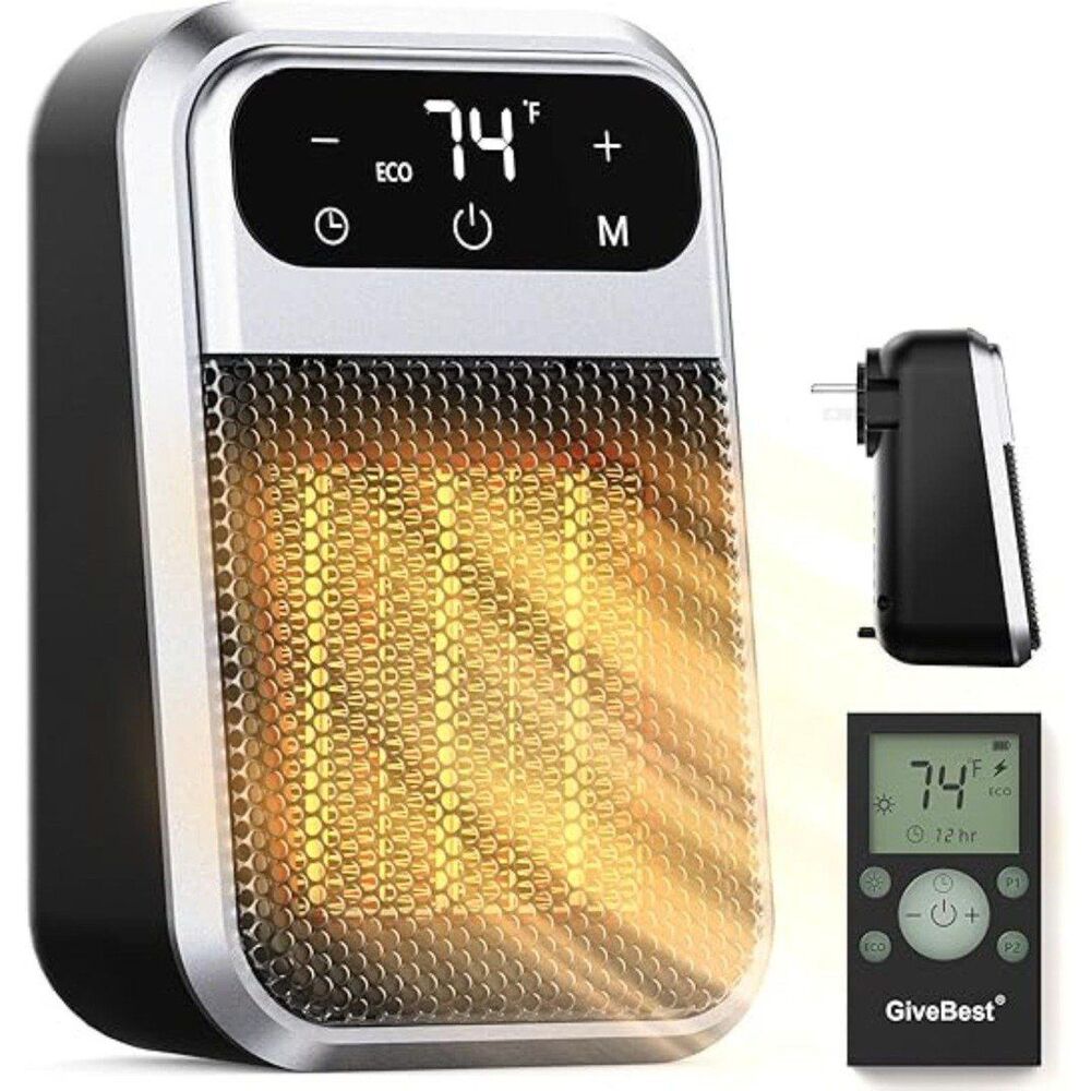 800W Wall Outlet Space Heater with Remote